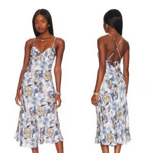 Anna Nata Revolve Dress Small Floral Strappy Back Rachel Midi Feminine Sexy